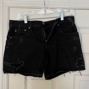 Gap Black Distressed Denim Shorts